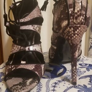 Zara snakeskin gladiator style lace up sandals
